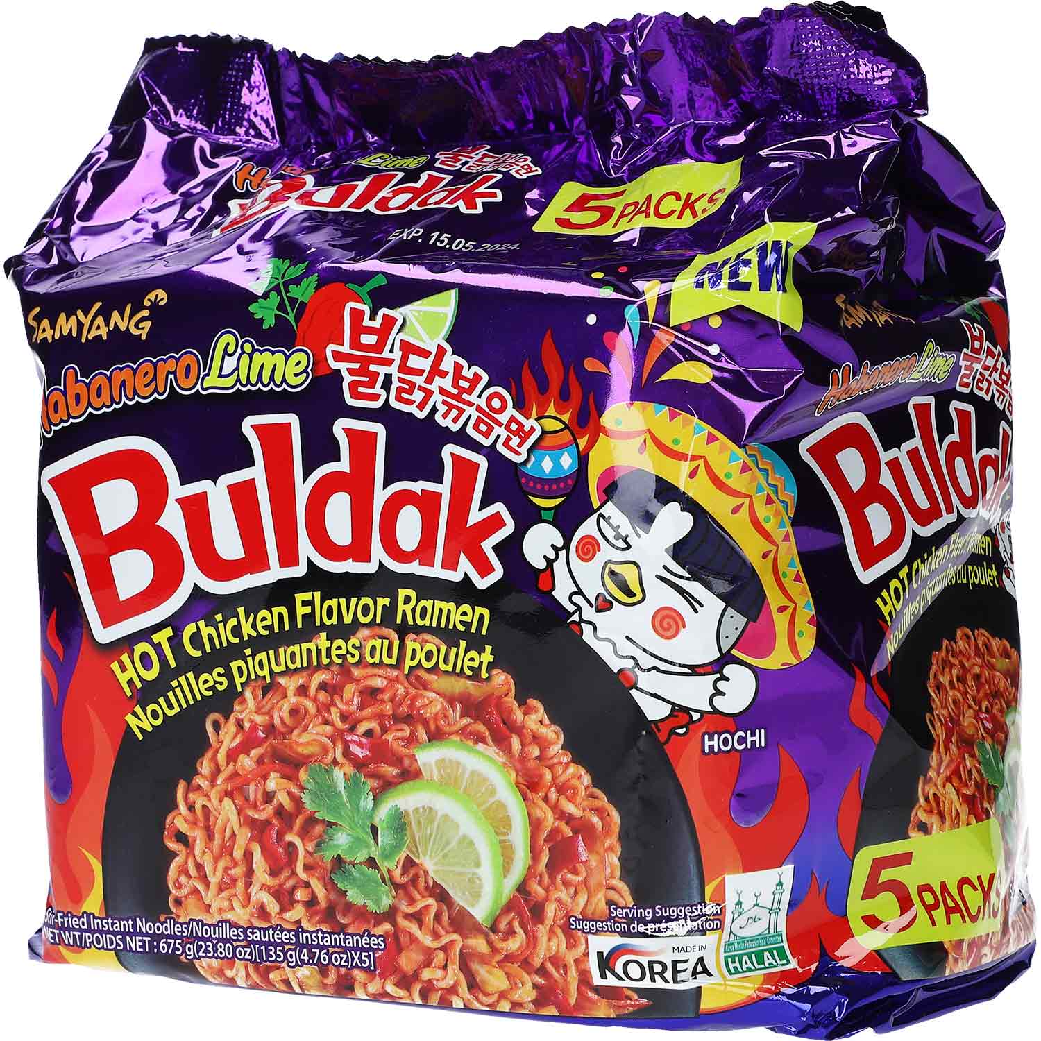 Samyang Buldak Ramen Hot Chicken Habanero Lime 5x135g