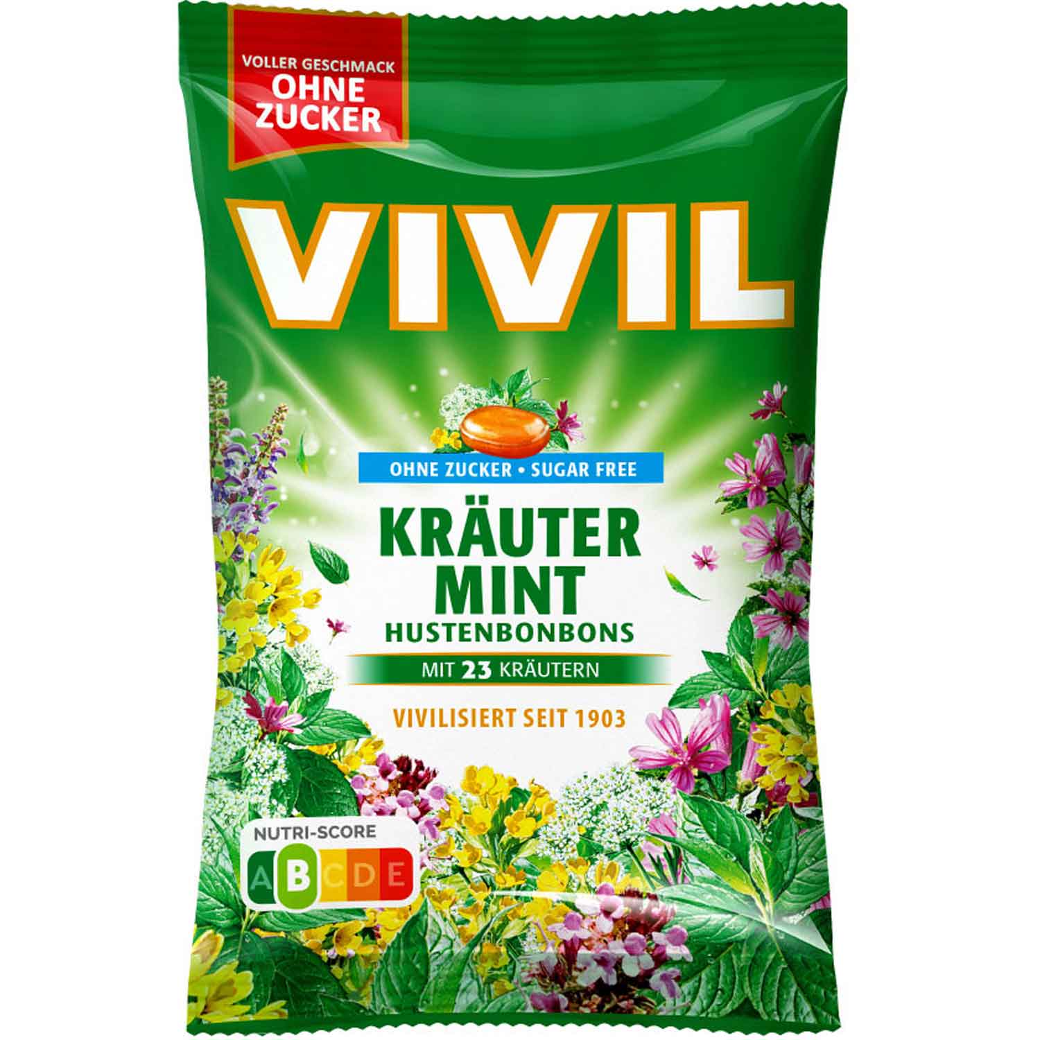 Vivil Hustenbonbons Kräuter-Mint ohne Zucker 120g