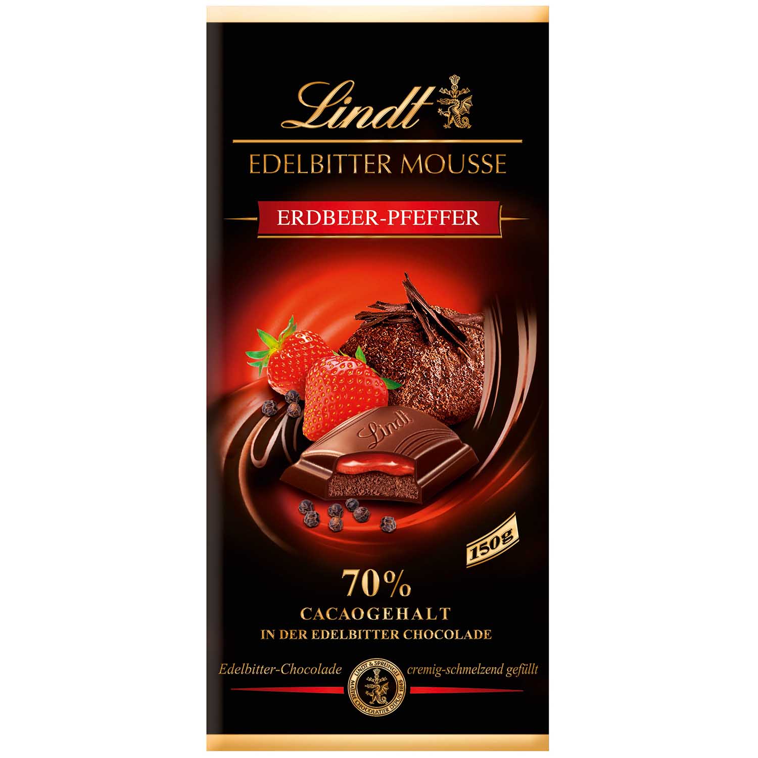 Lindt Edelbitter Mousse Erdbeer-Pfeffer Tafel 150g