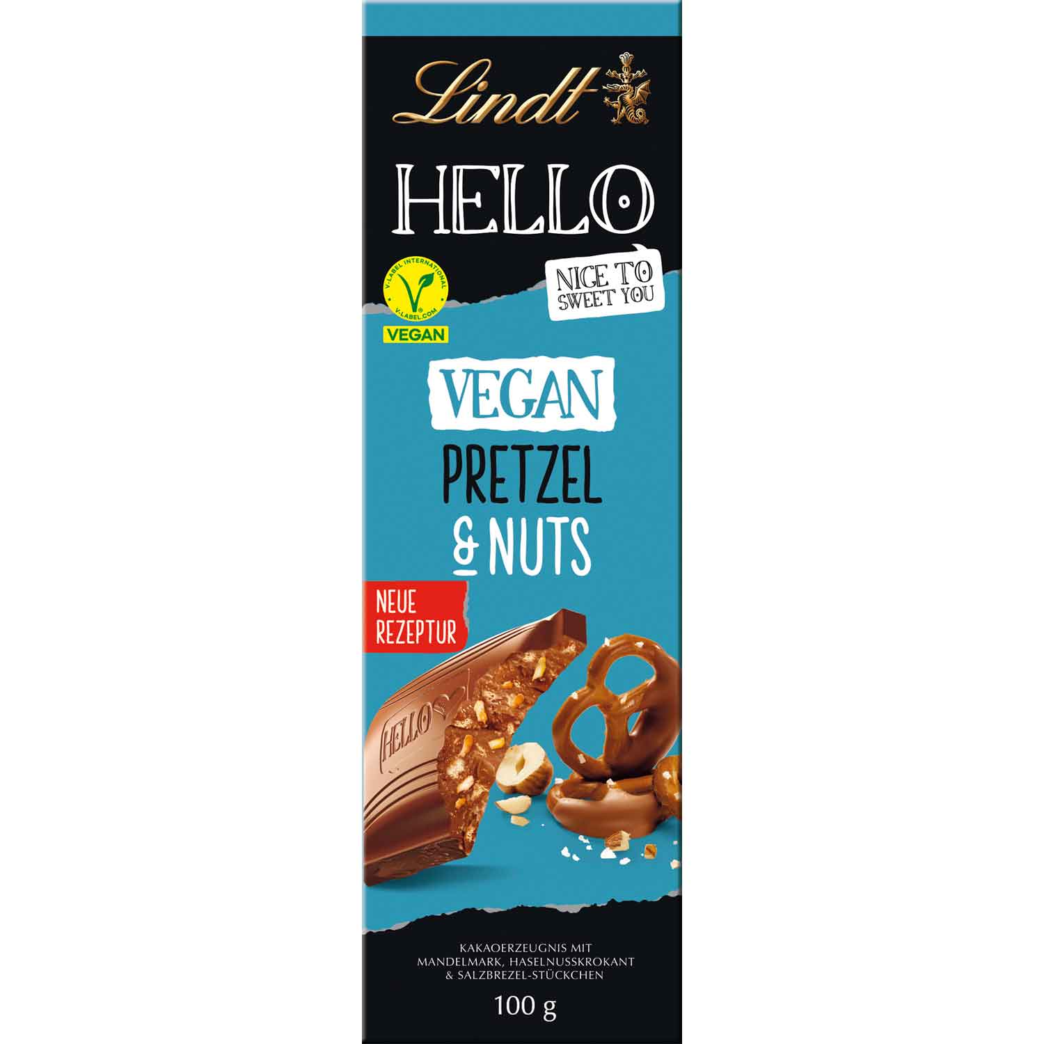 Lindt Hello Vegan Pretzel & Nuts Tafel 100g