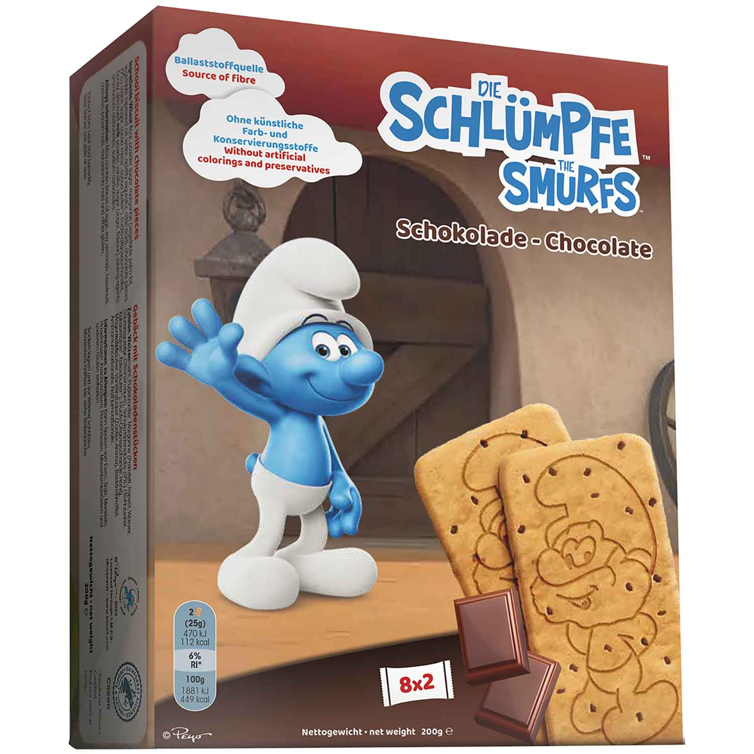 Die Schlümpfe Kekse Schokolade 8x2er
