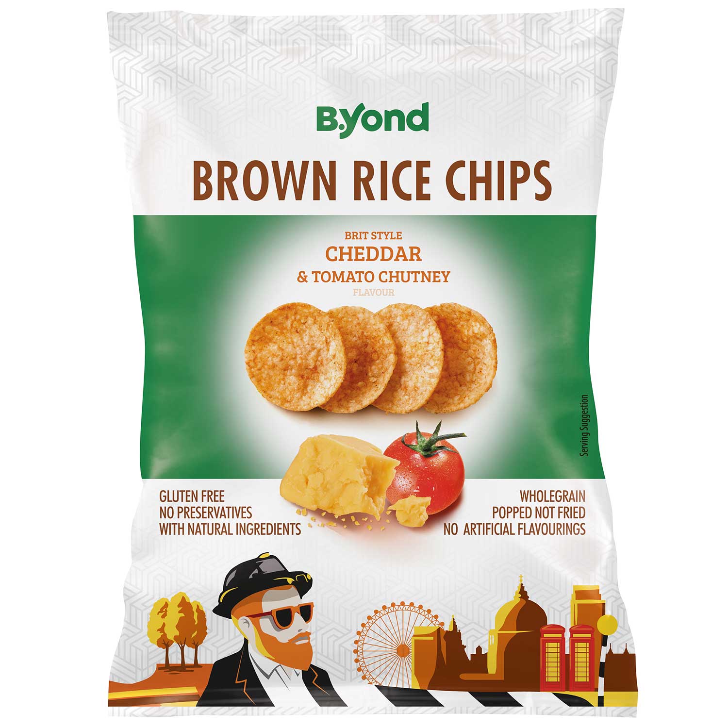 B.Yond Brown Rice Chips Brit Style Cheddar & Tomato Chutney 175g
