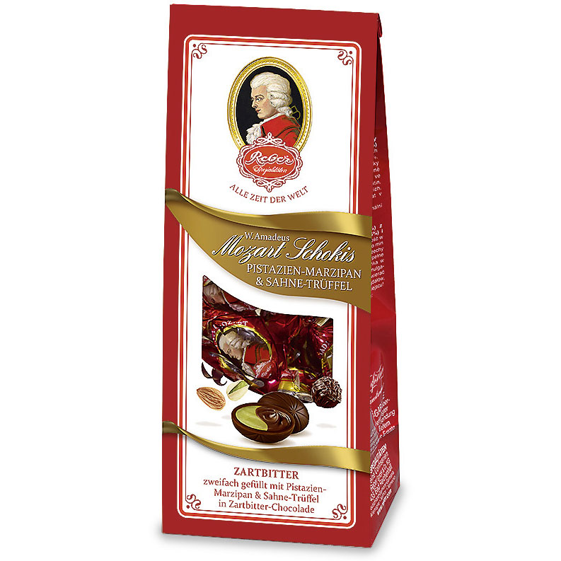 Reber Mozart Schokis Pistazien-Marzipan & Sahne-Trüffel 100g
