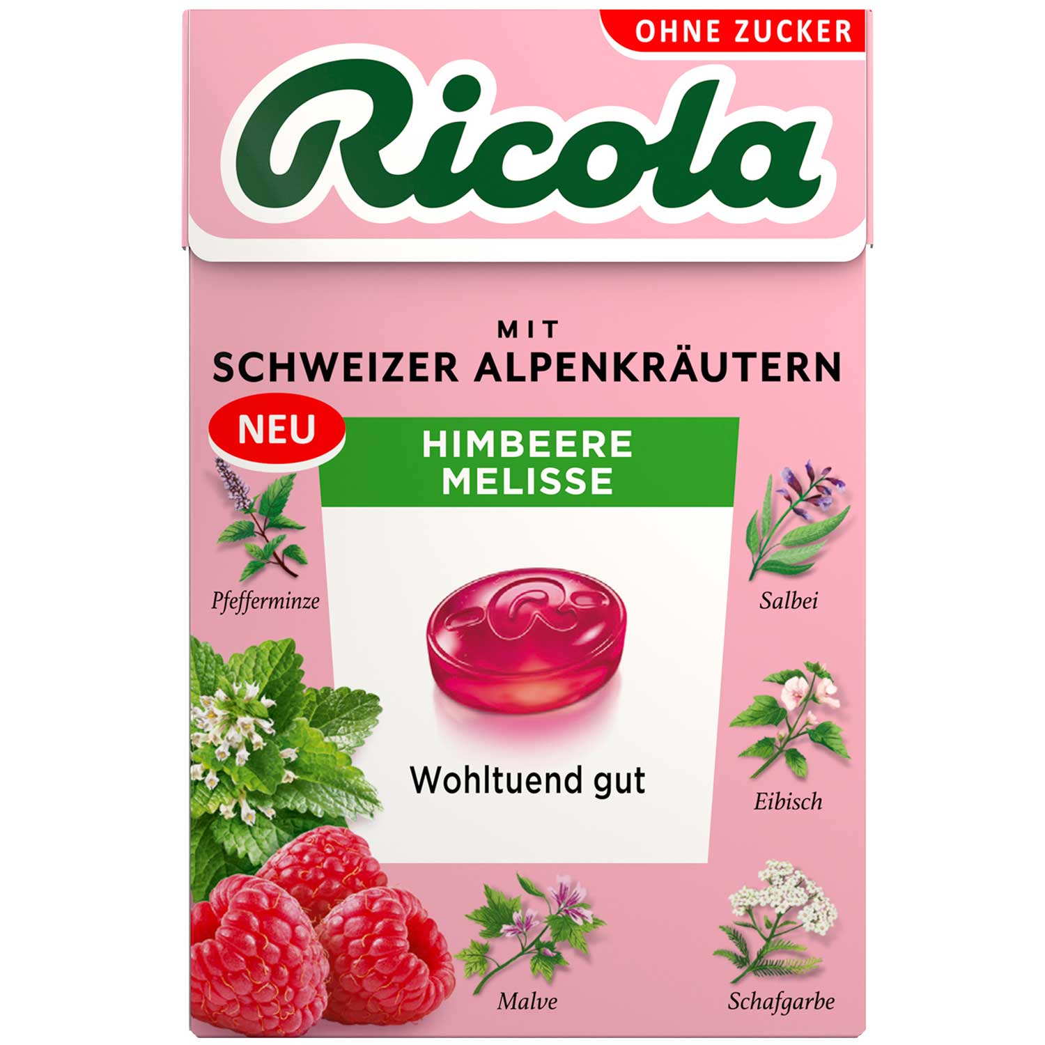 Ricola Himbeere Melisse ohne Zucker 50g